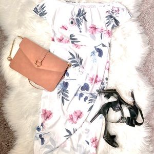 White Floral Off The Shoulder Dress